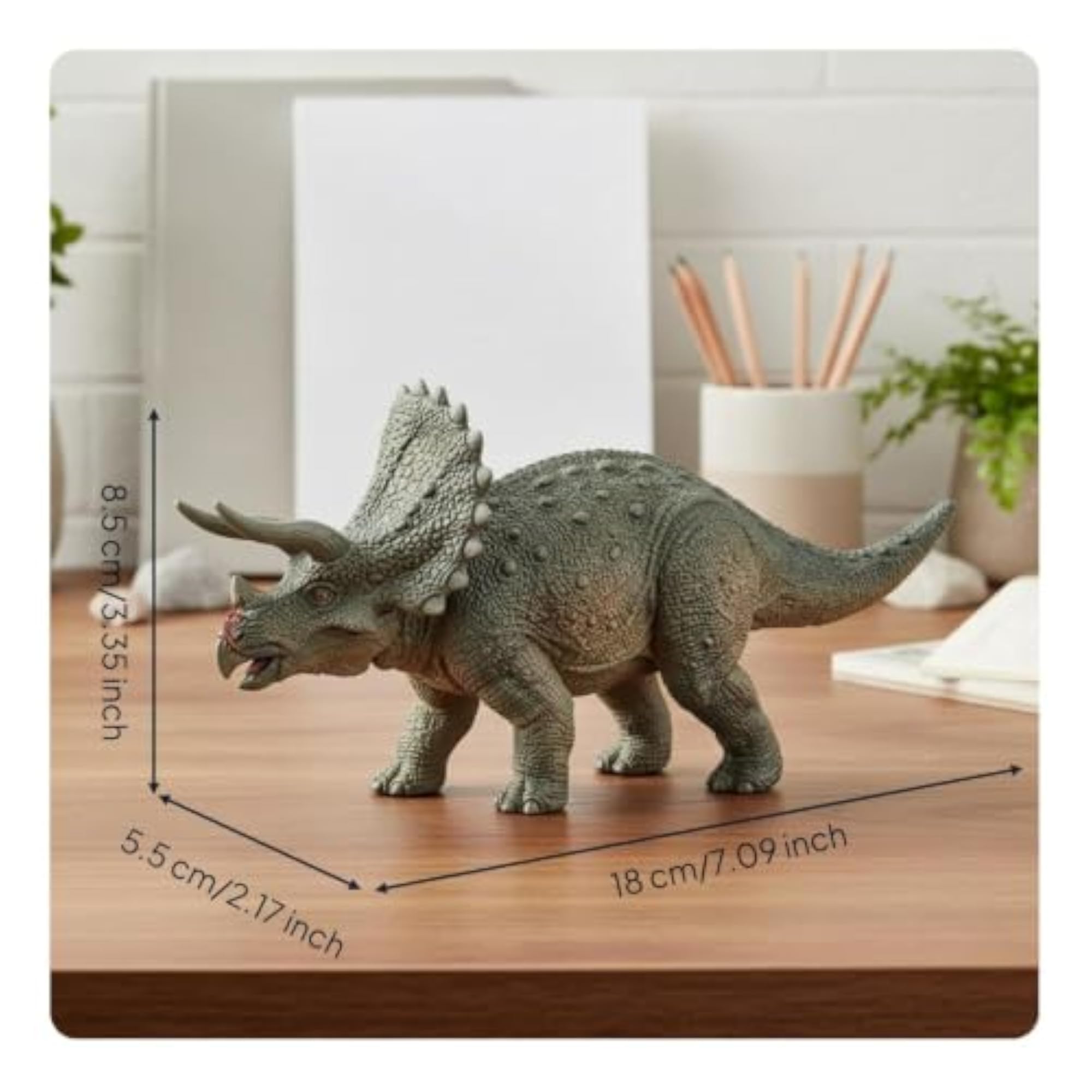 Realistic Triceratops Toy Figure, Educational Dinosaur Model