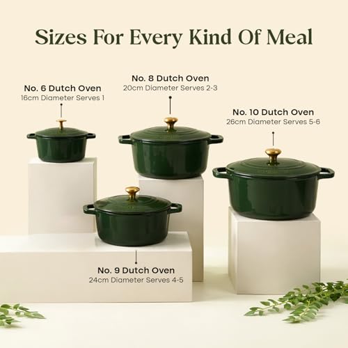Image of CUMIN CO. Cast Iron Dutch Oven 5L, 26 cm | Induction Base Cookware | 10 Years Warranty | Non Toxic Non Stick Biryani Pot with Lid | Heavy Bottom | Chemical Free Coating | Free Accessories | Green