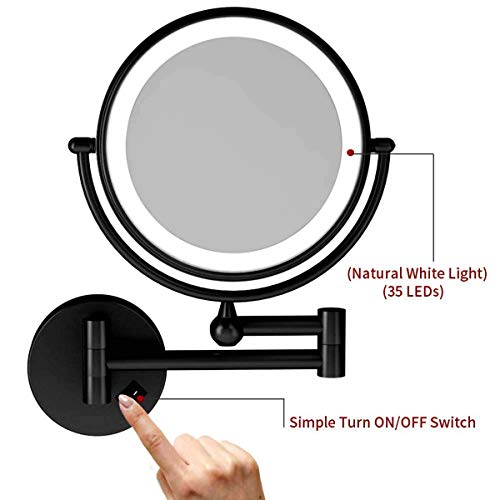 Miroir grossissant 5X JCAKES extensible rechargeable pour éviter les reflets flous - 5