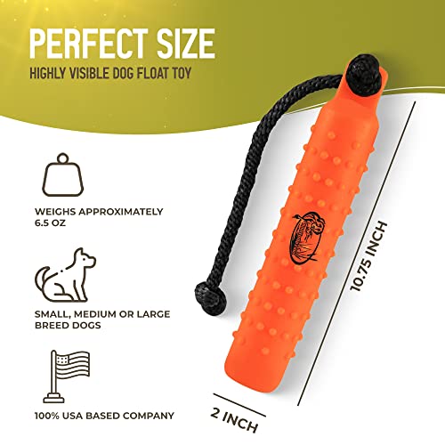 HuntEmUp Standard Size Plastic Dog Training Bumper with Throw Rope Dog Retrieving Dummy Duck Dog Hunting Training Tool Highly Visible Dog Float Toy – Orange - Thumbnail 4