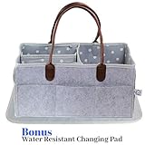 Beau & Friends Large Baby Diaper Caddy Organizer | Baby Registry | Nursery Changing Station Organizer Bag | Portable Car Travel Tote | Newborn Boy Girl Baby Shower Gift Diaper Caddy | (Square)