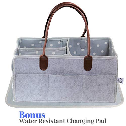 YuanKanJu Beau & Friends Large Baby Diaper Caddy Organizer | Baby Registry | Nursery Changing Station Organizer Bag | Portable Car Travel Tote | Newborn Boy Girl Diaper Caddy | (Square)