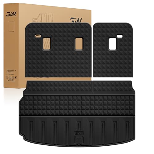 3W Seat Back Mats & Cargo Mat for Chevrolet Chevy Traverse 2024-2026 & GMC Acadia 2024-2026 & Buick Enclave 2025-2026, All Weather TPE Custom Fit Cargo Mat Trunk Liner with Backrest Mat, Bla