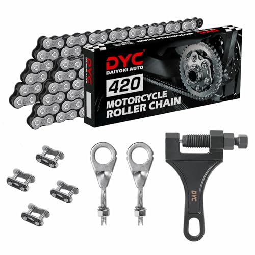 Image of DYC 420 Mini Bike Dual Chain Set (Jackshaft) 42 Link Front + 90 Link Rear with Chain Breaker Tool & Adjuster, Fits Coleman CT200U /BT200X, Baja MB165 /MB200, Axis M200, Massimo MB200, 196-212cc