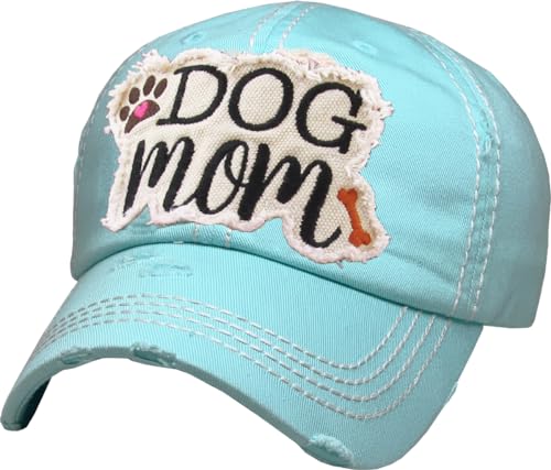 Image of KBETHOS Dog Cat Mom Dad Theme Womens Baseball Cap Distressed Vintage Unconstructed Embroidered Patch Hat