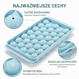 Zestaw 2 okrągłych foremek na kostki lodu z pokrywką, do kul lodowych, nie zawiera BPA, do whisky, koktajli i zimnych napojów, 20 x 12 cm, niebieskie i różowe