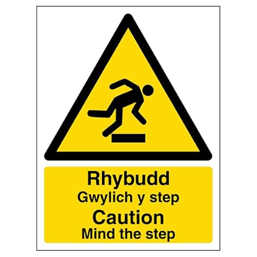 Welsh/English - Caution Mind The Step - Portrait Sign -