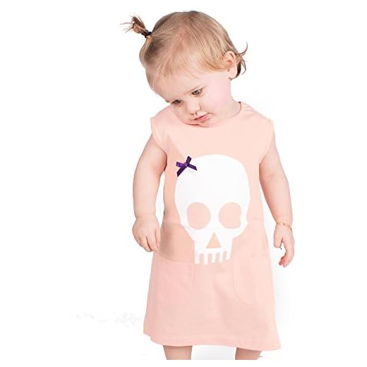 ALTERNATIVA bebé niñas vestido/ropa de bebé o bebé ducha regalo | calaveras Punk pirata bebé niña ropa bebé niña regalos - bebé niña infantil & tamaños (Peach) melocotón Talla:6-12 años