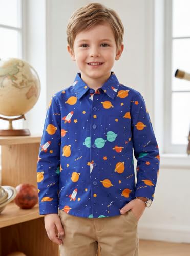 Image of Boys Hawaiian Button Down Shirt, Pure Combed Cotton Short Sleeve Size 3-15Y | Pure Combed Cotton, Smooth 60s yarn, Tagless Label, Pilling-Resistant, Shrink-Resistant, Fade-Resistant, Machine Washable
