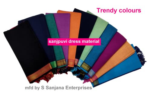 Image of SANJ Mangalagiri Cotton Unstitched Dress Material for Womens dress Unstitched Traditional salwar suit | TOP | Bottom | Duppatta