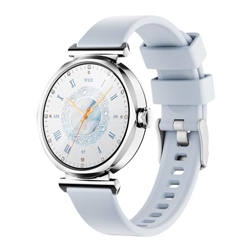 AKEDA Orologio Smart Donna 1.27'' Schermo Rotondo, Fitness Tracker con Cardiofrequenzimetro, Sonno e Contapassi, Smartwatch Impermeabile IP67 Compatibile Android iOS con Cinturino in Silicone e Pelle