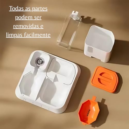 Comedouro e Bebedouro Duplo Dispenser Automático 1,3L e 1,2kg para Pet Cães e Gatos (Azul)