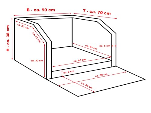 CopcoPet - Travel Bed Hundebett für Kofferraum 90x70x38cm Kunstleder - Kofferraumschutz Hund wasserabweisend & Kratzfest - Hundebett Auto rutschfest & robust mit Schutzdecke - Reisebett Hund Schwarz