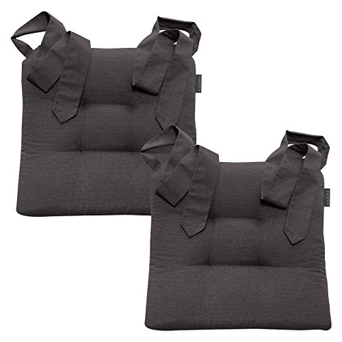 Magma Stuhlkissen mit Schleifenband - FINO Form 37-42cm x 46cm x 7cm - 2er Set - einfarbig - waschbar - viele Farben, Farbe:Magma_anthrazit_007 Magma Stuhlkissen mit Schleifenband - FINO Form 37-42cm x 46cm x 7cm - 2er Set - einfarbig - waschbar - viele Farben, Farbe:Magma_anthrazit_007