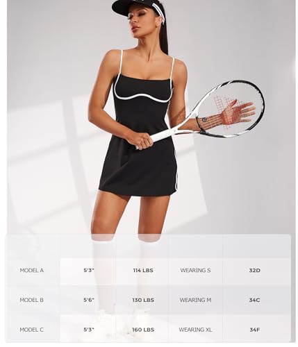 Move With You Womens Workout Tennis Dress with Built-in Bra & Shorts Pockets Sleeveless Exercise Golf Dresses4