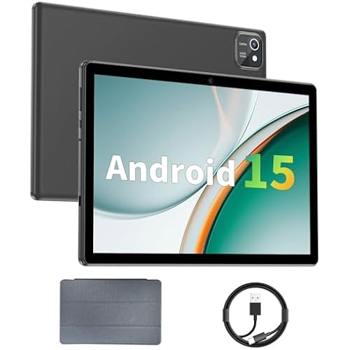 aiprotablet Tablet 10 inch Android 15 Tablets, 12GB RAM 64GB ROM 1TB Expand, Quad-Core Processor, 1280x800 LCD Touch Screen, WiFi 5, Dual Camera, BT5.0, 6000mAh Battery (Black)