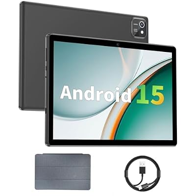 aiprotablet Tablet 10 inch Android 15 Tablets, 12GB RAM 64GB ROM 1TB Expand, Quad-Core Processor, 1280x800 LCD Touch Screen, WiFi 5, Dual Camera, BT5.0, 6000mAh Battery (Black)