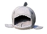 NingTeng Cama de tiburón para perro pequeño Perro cueva acolchada desmontable con fondo impermeable (gris)