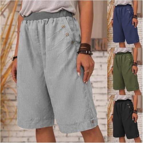 Womens Casual Shorts Summer Elastic High Waist Shorts Wide Leg Lightweight Comfy Soft Beach Pants with Pockets3