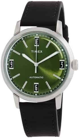 Timex 40 mm Marlin Automatic Leather Strap Watch Black One Size