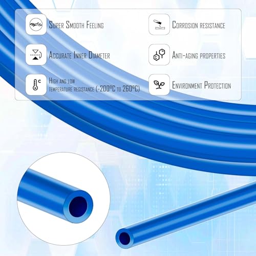Image of PTFE Teflon Tube Kit for 1.75mm Filament 5M(16.5ft), 2mm ID X 4mm OD 3D Printer Tube Food Grade High Temperature Tube Pipe for Most 1.75mm Filament PLA ABS 3D Printer (Blue)