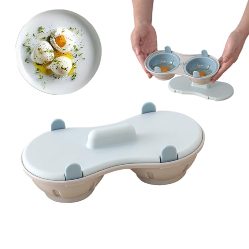 Microwave Egg Poacher 2 Silicone Egg Poacher for Quick Breakfast Preparation Multifunctional Kitchen Tool for Poached Eggs and Desserts Compact Design with Grey-Blue Finish