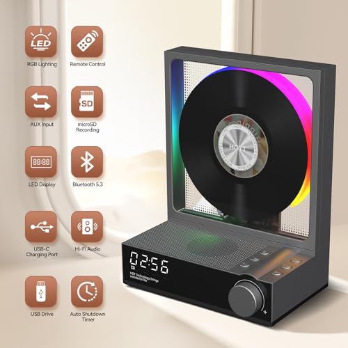 Image of HOTT Portable CD Player,Retro Bluetooth 5.3 CD Players for Home,Music Player with HiFi Speaker,4000mAh Recheageable /Remote Contro /RGB Night Light /Sleep Timer /U Disk /Micro SD /AUX Desktop CD Players