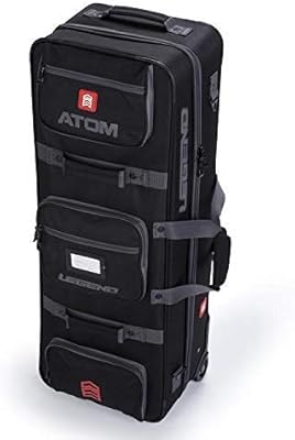 Legend Atom Recurve Bow Case for Archery - Holds 2 Bows, Rolling Wheels, Thick Padding - Airline Approved - Accessories Storage Pockets, Arrow Tube Included (Black)