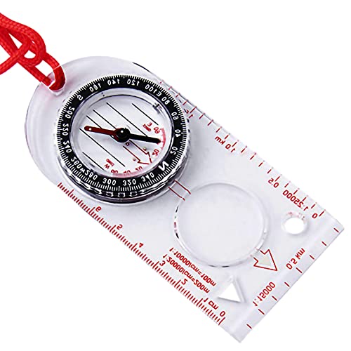 Aginkgo Hiking Backpacking Compass Survival Compass With Magnifying Glass Waterproof Navigation Compass Map Ruler Suitable For Camping Adventures Easy To Carry Portable And Light Outdoor #TOP3