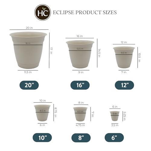 The HC Companies Eclipse Runder Pflanzkübel mit Untersetzer, Pflanzkübel für drinnen und draußen, mit Drainagelöchern, leichte… – Ansicht 4
