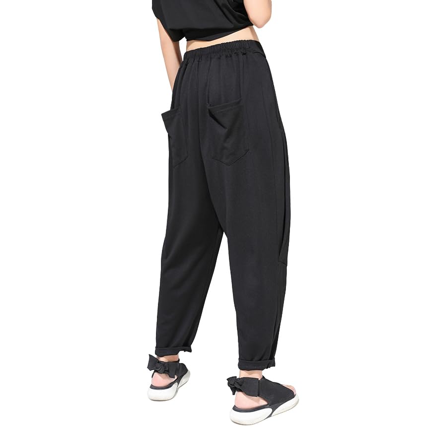 Gothic Hakama Pants for Women Trousers Elastic Waist Culottes Casual Loose Gaucho Pants Japanese Harajuku Style Trendy2