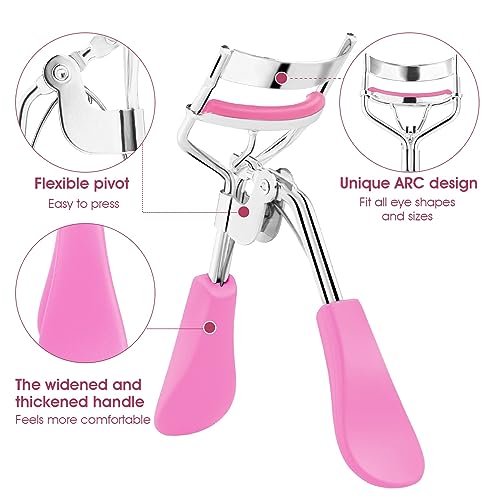 Lash Curler, No Pinching or Pulling, Long Lasting Eyelash Curler Fit All Eye Shapes, Professional Makeup Tool for Eyelashes with 10 Pieces Silicone Refill Pads (Pink) Lash Curler, No Pinching or Pulling, Long Lasting Eyelash Curler Fit All Eye Shapes, Professional Makeup Tool for Eyelashes with 10 Pieces Silicone Refill Pads (Pink)