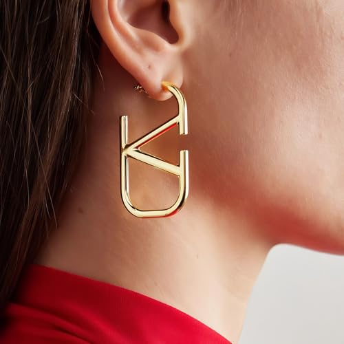 Luxury 14K V-Shaped Geometric Earrings Women Letter V Hypoallergenic Earrings Dangle Earrings Lightweight Alphabet4