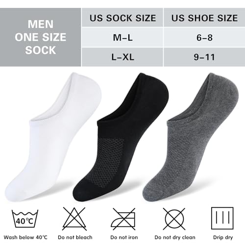 8 Pairs Mens 100% Cotton Non Slip No Show Socks, Low Cut Casual Invisible Socks.2
