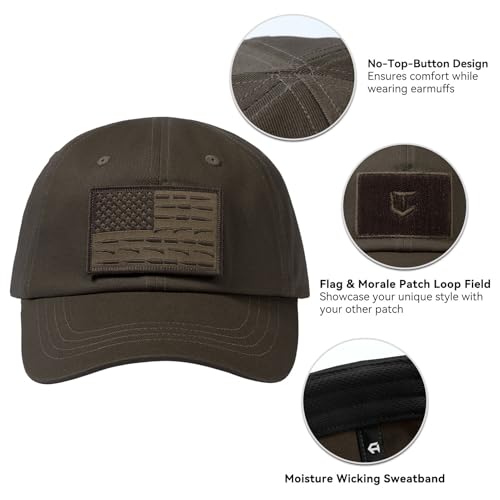 Image of Tactical Hat with Flag Patch Camo Military Army Hats Adjustable Trucker Baseball Cap Soft Top for Shooting