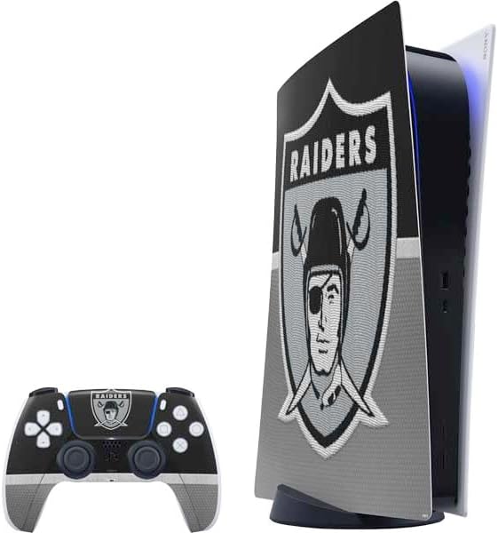 Skinit Decal Gaming Skin Compatible with PS5 Digital Edition Bundle - Officially Licensed NFL Las Vegas Raiders Large Logo Design