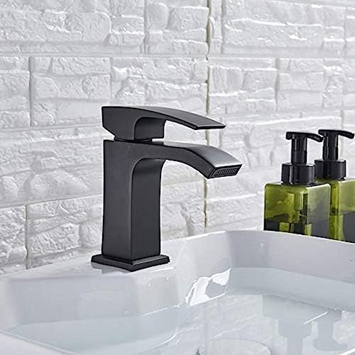 Mitigeur de salle de bains cascade noir mat haut de gamme à poignée unique