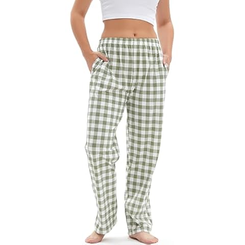 Mancru Women's Cotton Plaid Pyjama Bottoms Cover