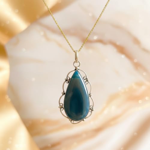 Collier agate de Botswana en argent 925 médaillon à offrir - 5