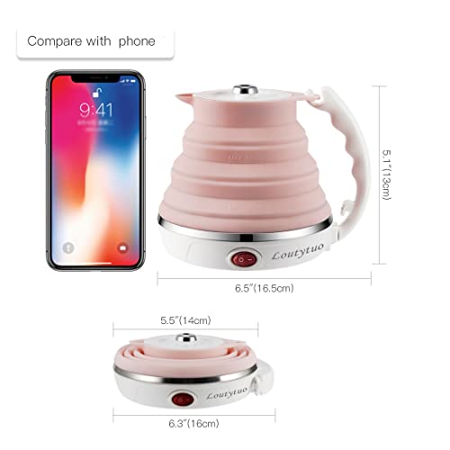 Image of Ultrathin Upgraded Food Grade Silicone Travel Foldable Electric Kettle Boil Dry Protection Portable with Dual Voltage and Separable Power Cord,555ML 110-220V US Plug