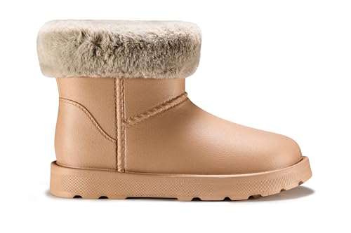 ESTRO Warme Gummistiefel Damen Gefüttert - Gummistiefel Gefüttert Damen Wasserdicht Winterschuhe F115 (38 EU, Hellbraun)