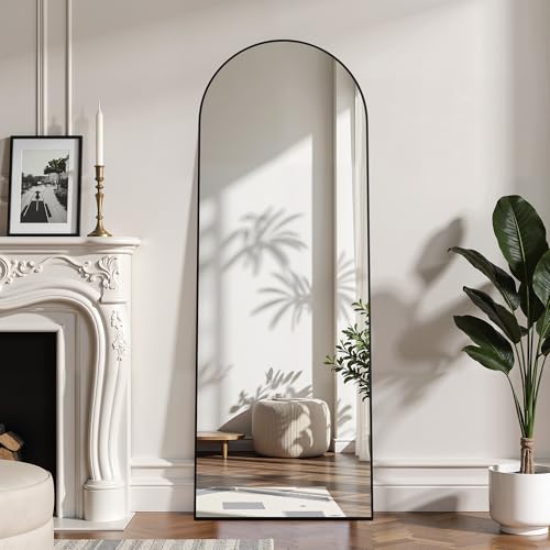 Simple Deluxe Arched Wall Mirror Full Length, 59"x16" Floor Mirror with Stand, Wall Mounted Mirror for Bedroom, Full Length Body Floor,Black - Image 6