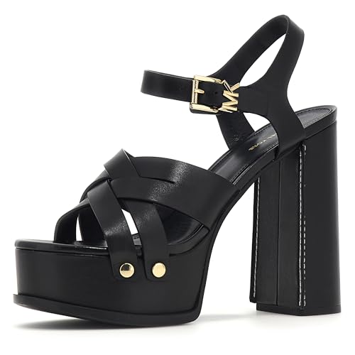 Michael Kors Women's Nora Platform Sandal Heeled, Black, 10