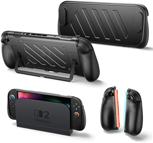 （06:30時点） JSAUX 分体式保護ケース（Switch 2対応）｜TPU製ミドルフレーム＆PC製フェイスカバー｜滑り止め付きエルゴノミックグリップ｜ゲームカード10枚収納｜スタンド使用対応｜衝撃吸収＆傷防止（PC0114）