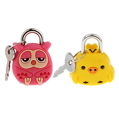 Menolana Cadeados pequenos de metal de coruja para pintinho e mala, chave de bloqueio de artesanato