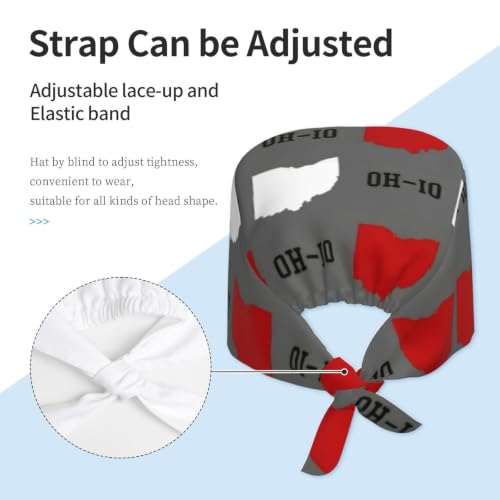 Image of Cute Pug Dog Print Working Cap Scrub Cap with Sweatband,Adjustable Fashion Bandage Tie Back Hat Headwear for Women Men