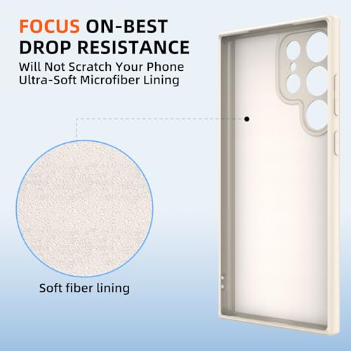 for Samsung Galaxy S23 Ultra Case,Liquid Silicone Upgrade [Soft Anti-Scratch Microfiber Lining][2 HD Screen Protector][Full Camera Protection] Shockproof Case for Samsung S23 Ultra 6.8 inch -White - image 6