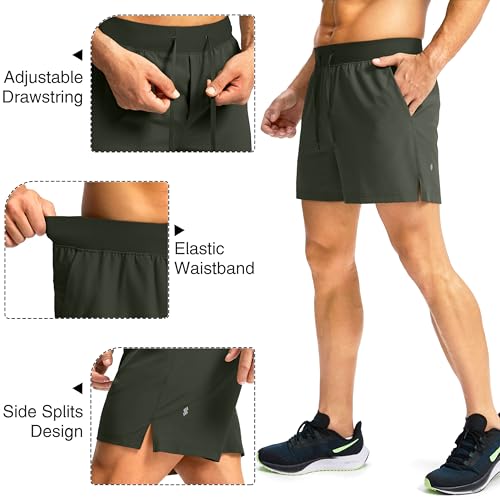 Image of Soothfeel Men's Running Shorts with Zipper Pockets 9 inch / 7 inch / 5 inch Quick Dry Eight Basketball Gym Workout Athletic Shorts