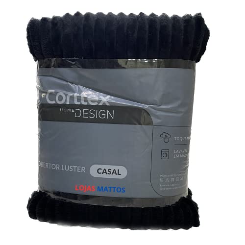 Cobertor Casal 100% Microfibra Macio Luster Corttex Oferta (Preto)
