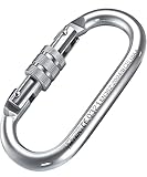 Climbing Carabiner – UIAA CE Rated 25kN/5620LB – Heavy Duty Twist Locking Carabiner Clip - Industrial Strength Large Steel Oval Carabiners - Rock Climbing Caribeener Clips for Rigging, Ropes